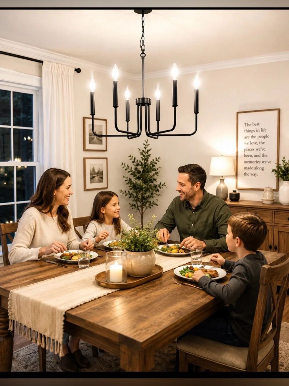 Modern 6-Light Black Chandelier Pendant